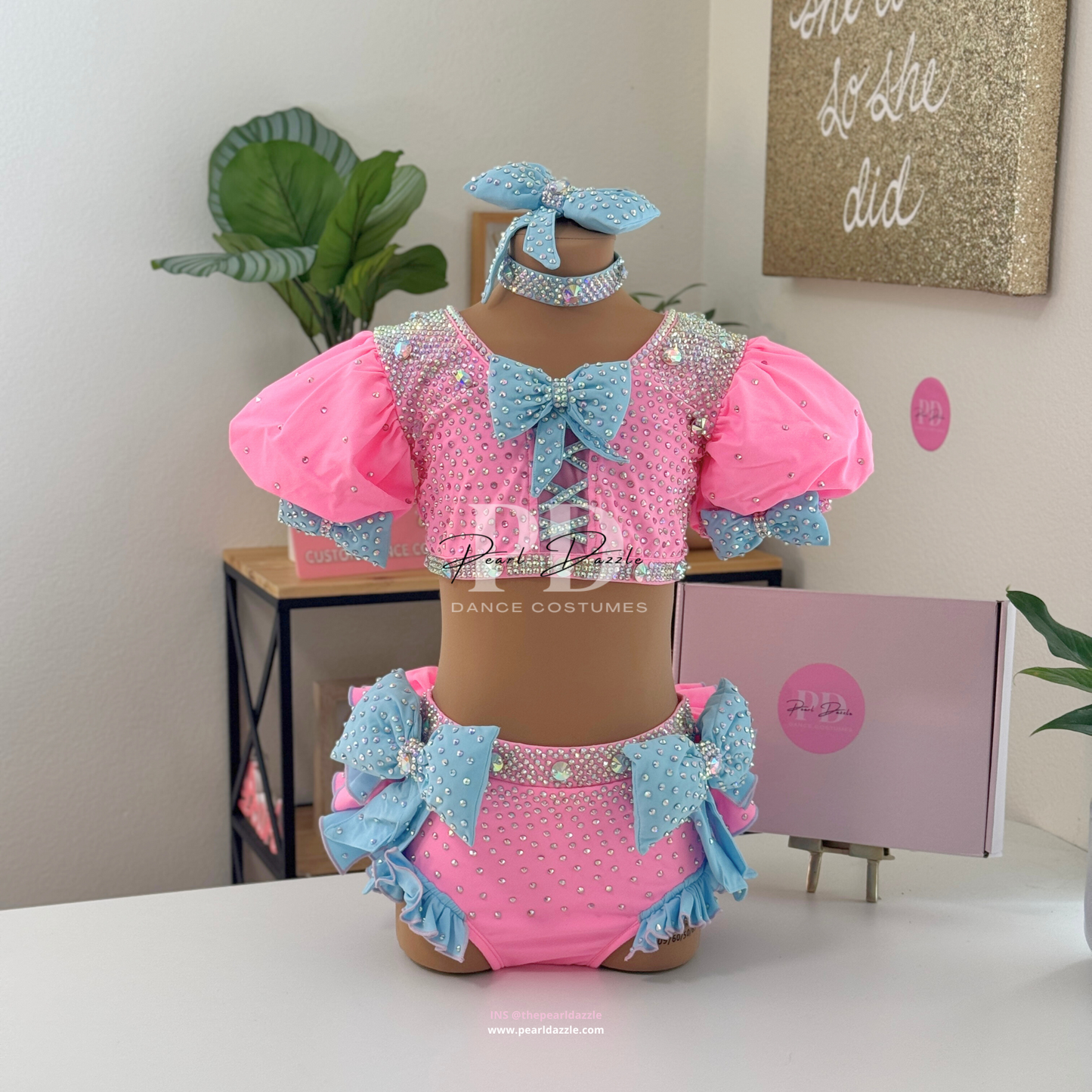 #1592 Booking【Kameko C-Feb.1st】Candy blue &pink Bow Costume