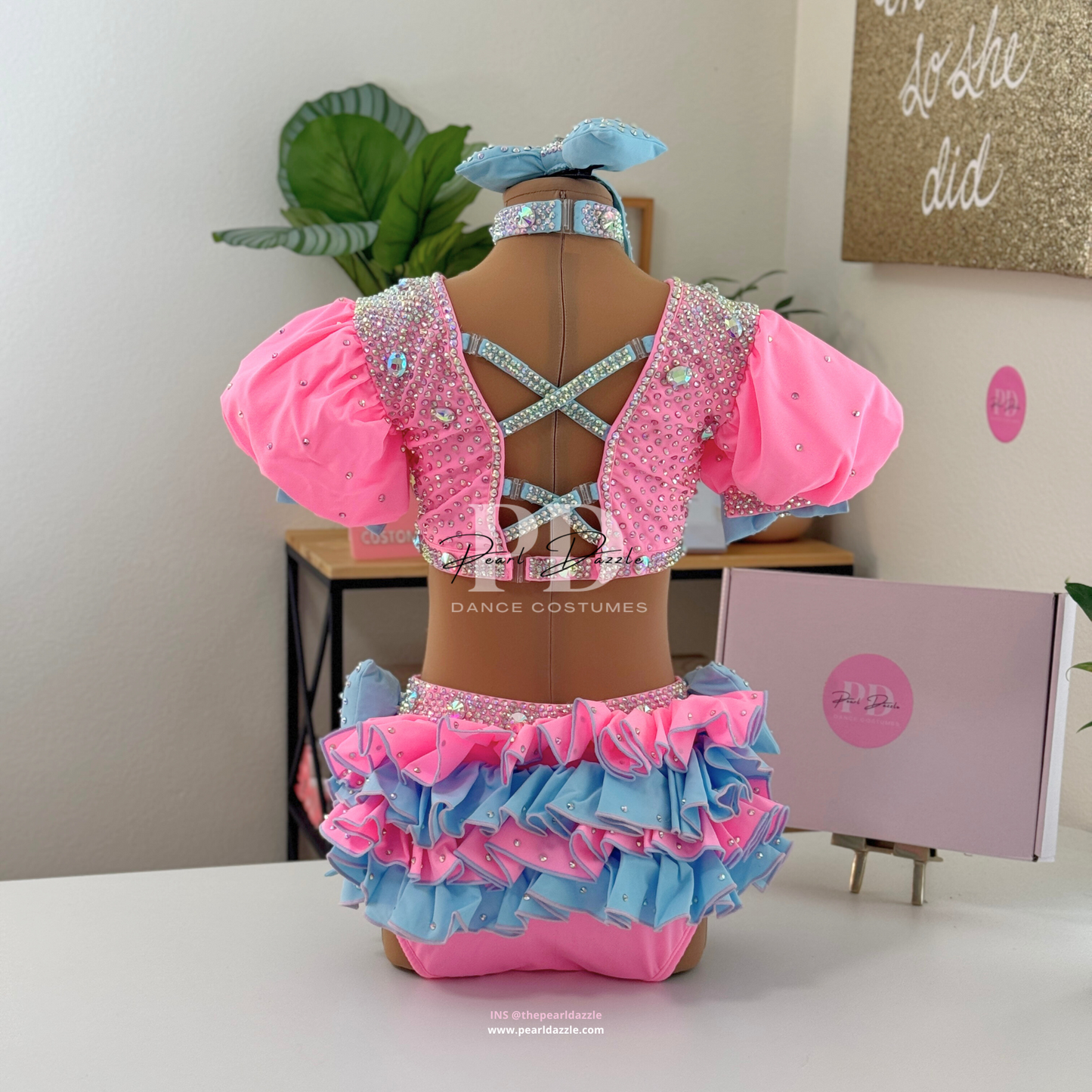 #1592 Booking【Kameko C-Feb.1st】Candy blue &pink Bow Costume