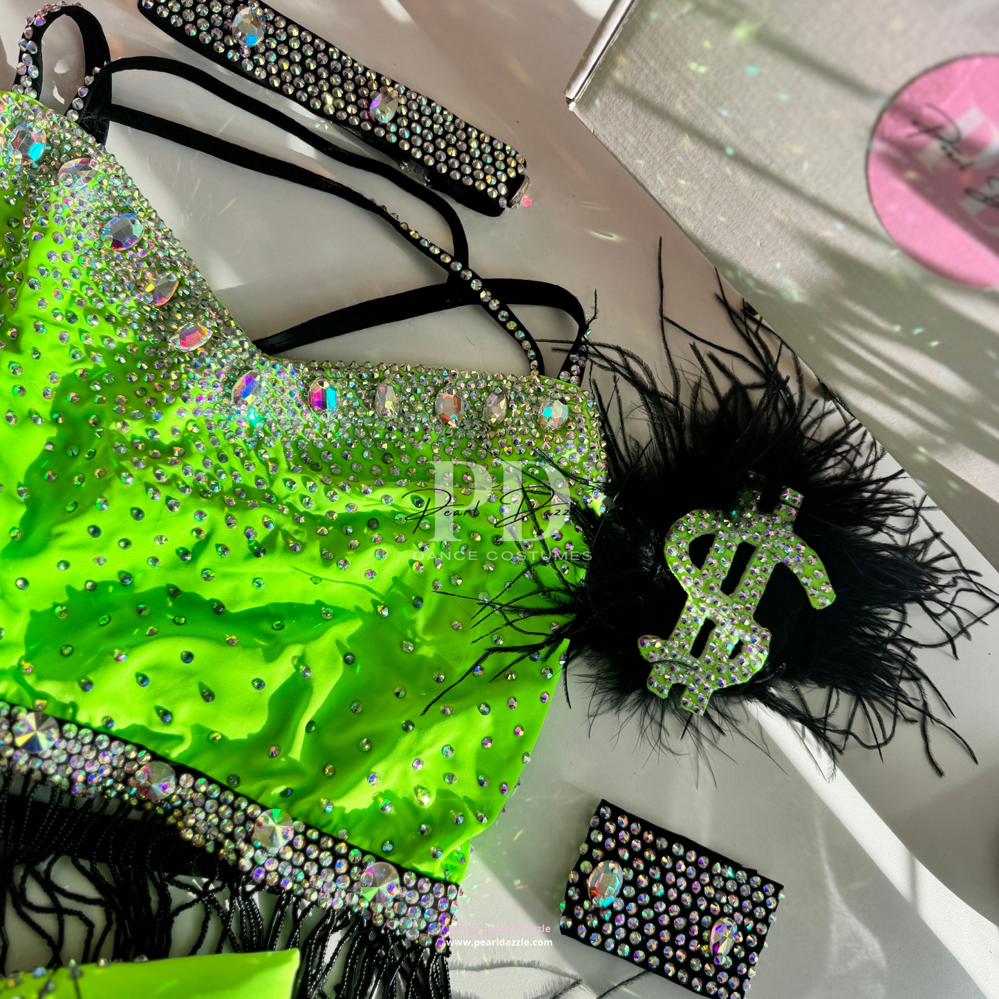 Custom Order【Brittany H-Feb.15】Lime Green+Black Feather Costume