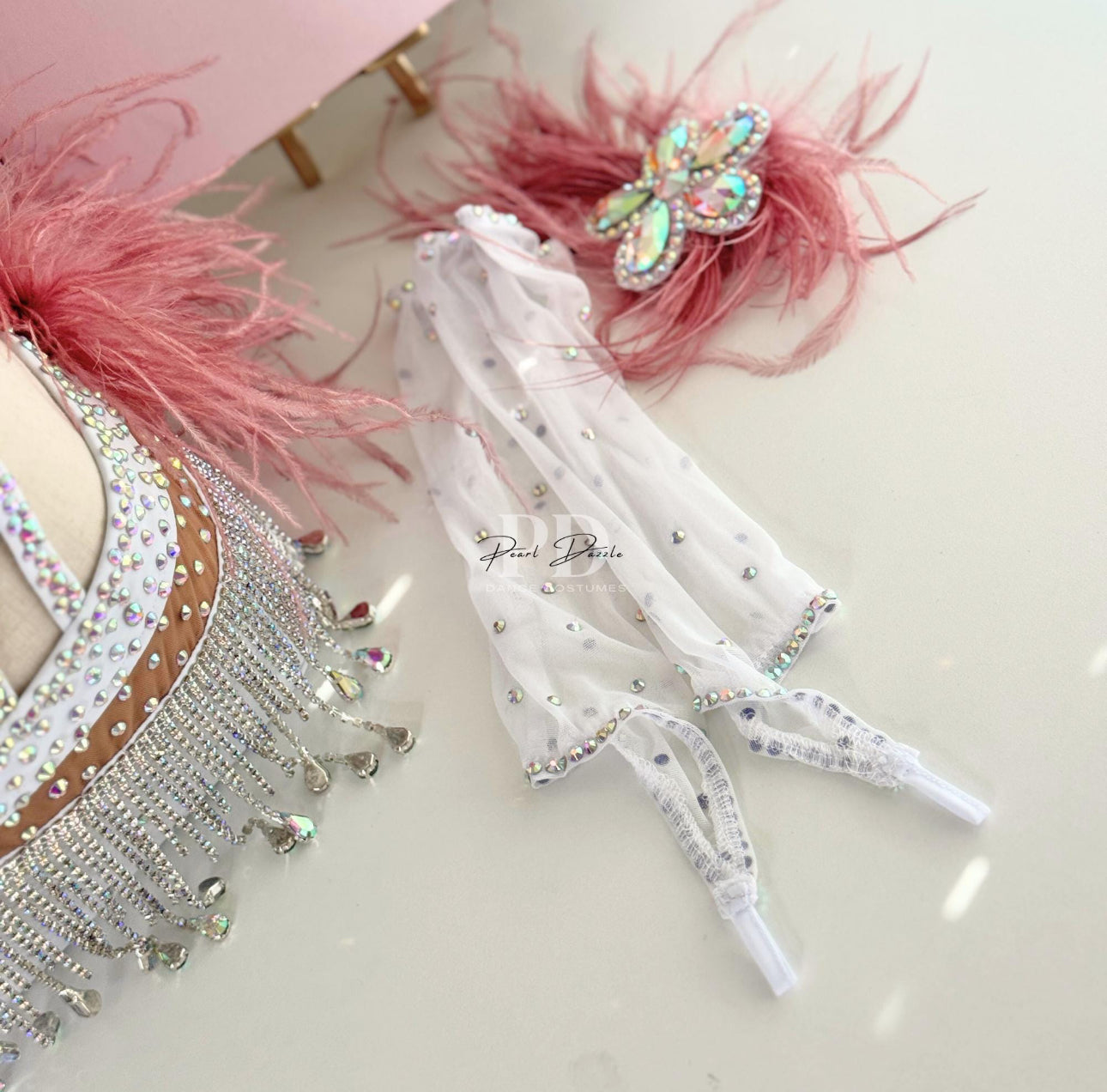 Made to order- Crystal Rose Feathers dance costume