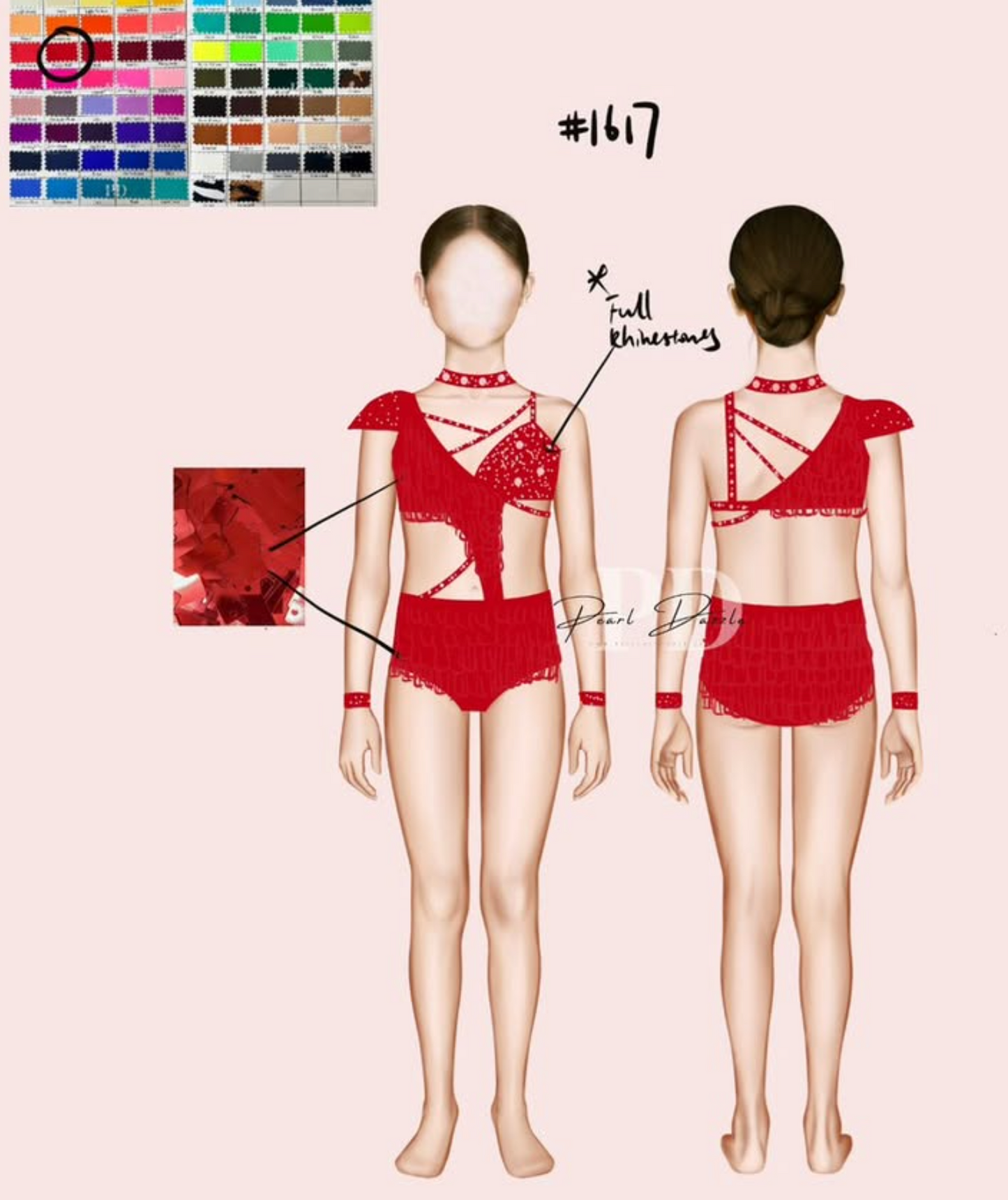 #1617 booking 【Kailyn M-4.23】Red sequins fringes Dance Costume AS