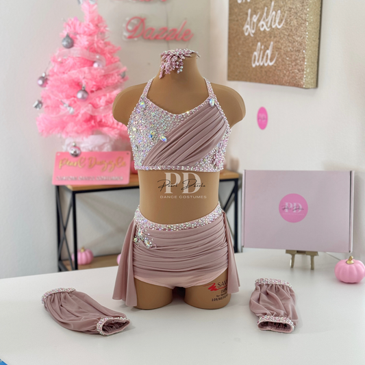 Made to order -Dusty Pink Lyrical Diamond Dance Costume