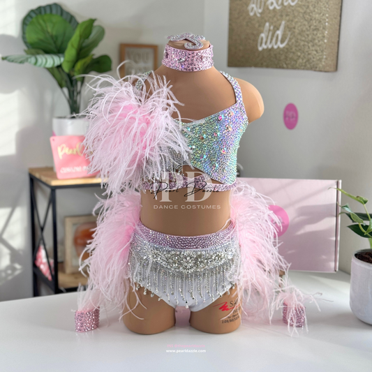 Ready to Ship – CS (5-6Y) Diamond white&pink Luxurious Jazz Dance