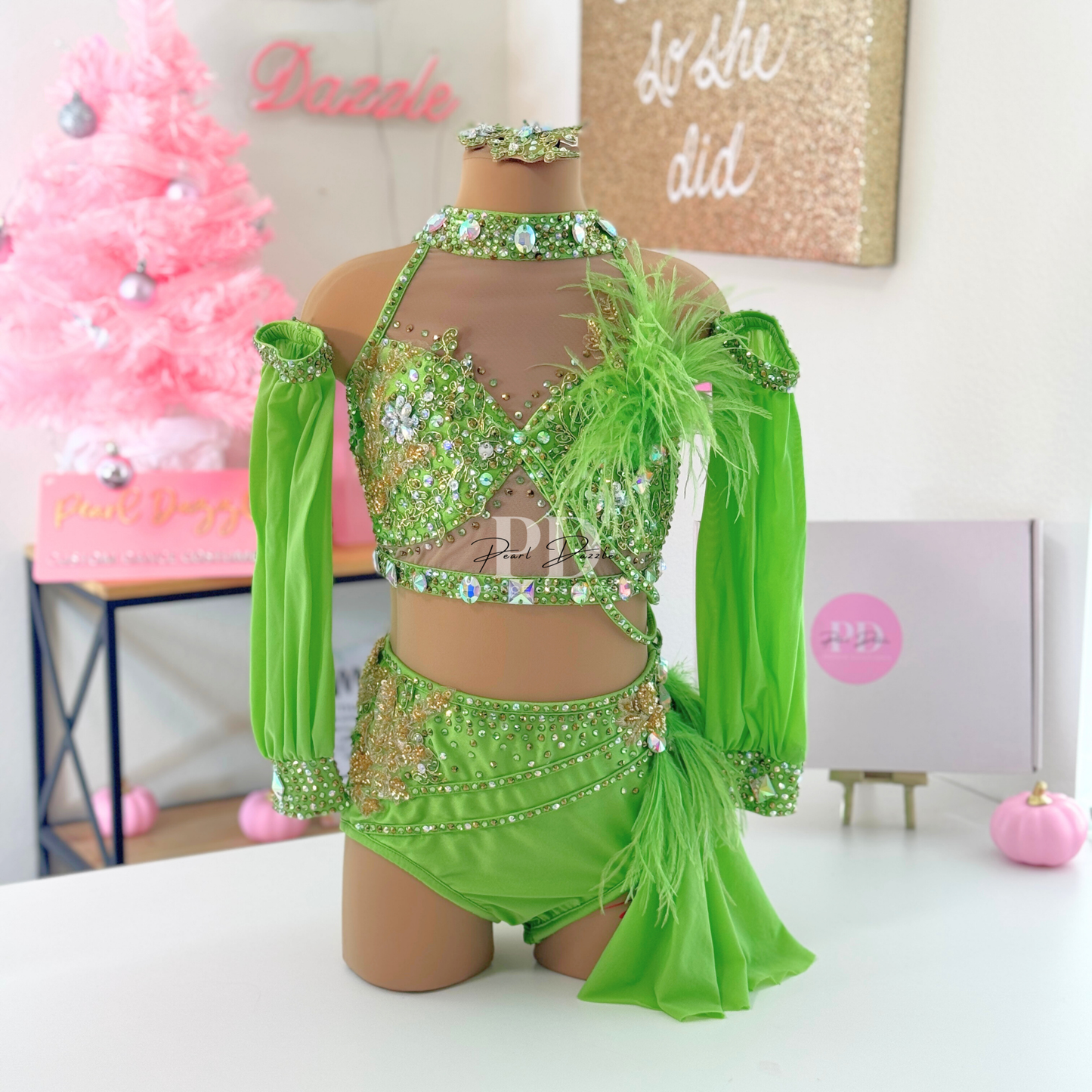 Ready to ship -（8-10/CL）Green Lyrical/contemporary Dance Costume